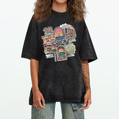 Psalm 23 Inspiration Christian Washed T-Shirt