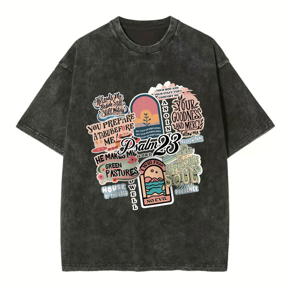 Psalm 23 Inspiration Christian Washed T-Shirt