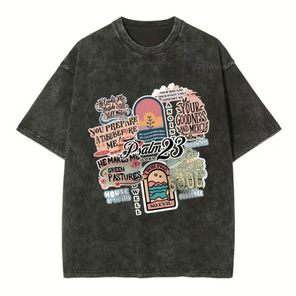 Psalm 23 Inspiration Christian Washed T-Shirt