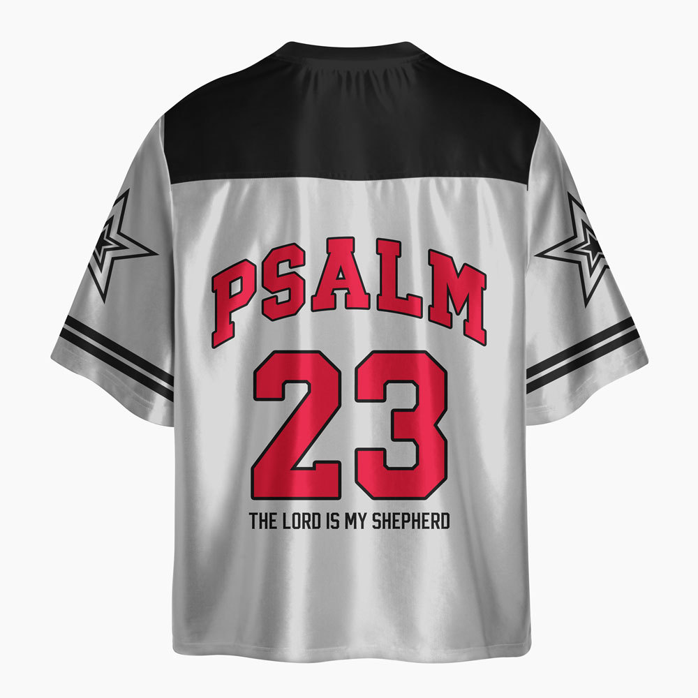 Psalm 23 Raglan Oversized Shiny V-Neck Christian Jersey & Shorts