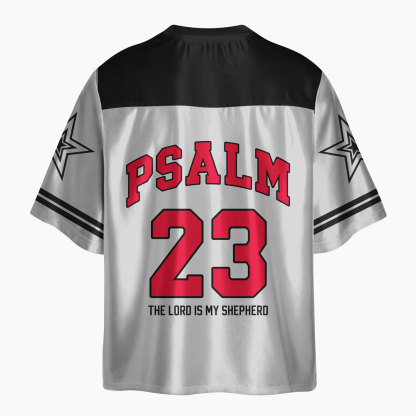 Psalm 23 Raglan Oversized Shiny V-Neck Christian Jersey & Shorts