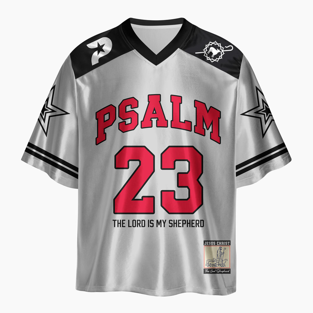Psalm 23 Raglan Oversized Shiny V-Neck Christian Jersey & Shorts