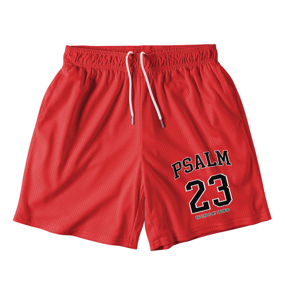 Psalm 23 Red Christian Mesh Shorts