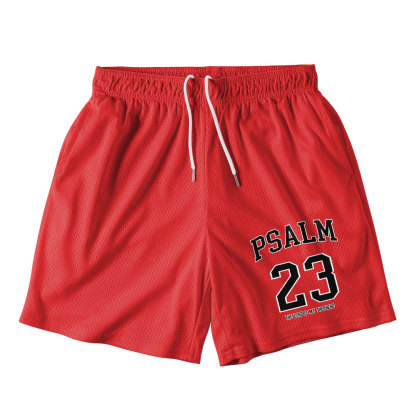Psalm 23 Red Christian Mesh Shorts