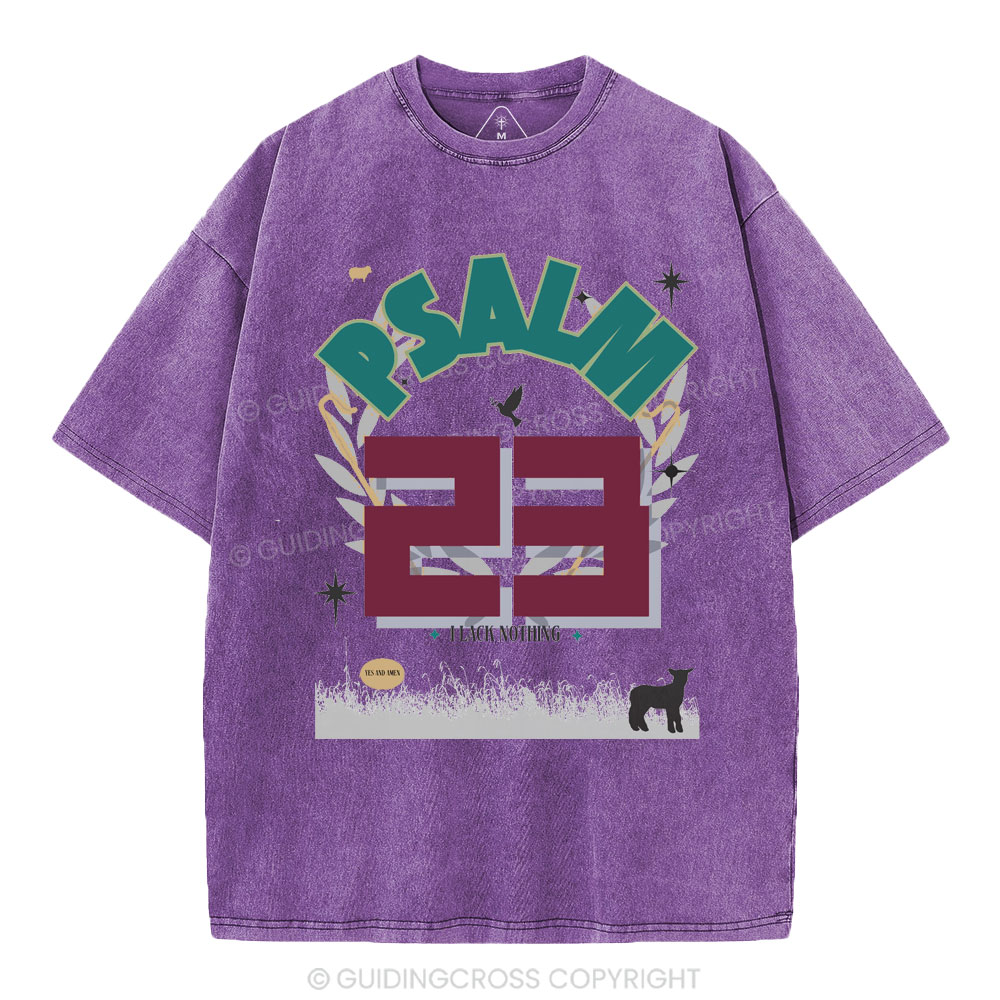 Psalm 23 Sheep Christian Washed T-Shirt