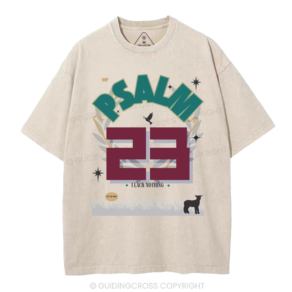 Psalm 23 Sheep Christian Washed T-Shirt