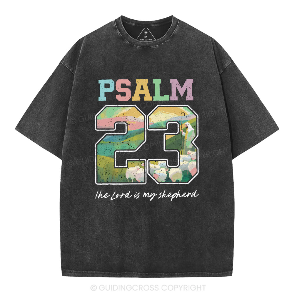 Psalm 23 Sheep Christian Washed T-Shirt