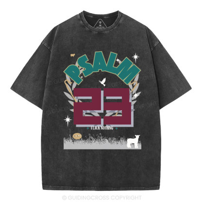 Psalm 23 Sheep Christian Washed T-Shirt