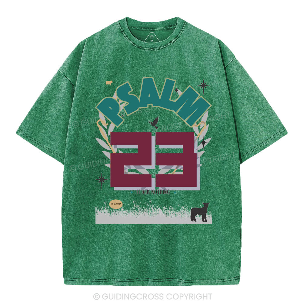 Psalm 23 Sheep Christian Washed T-Shirt
