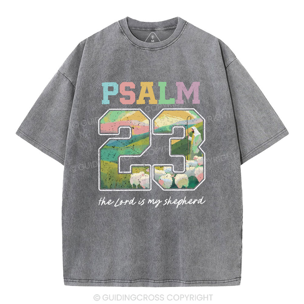 Psalm 23 Sheep Christian Washed T-Shirt