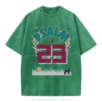 Psalm 23 Sheep Christian Washed T-Shirt