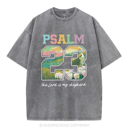 Psalm 23 Sheep Christian Washed T-Shirt