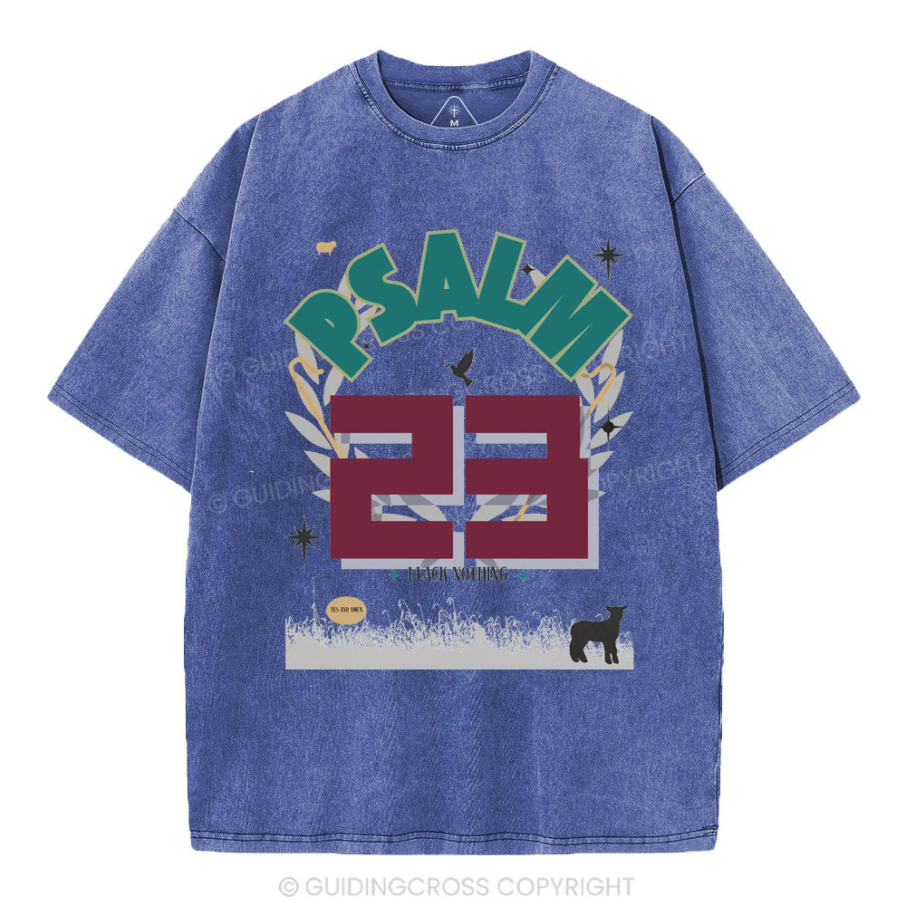 Psalm 23 Sheep Christian Washed T-Shirt