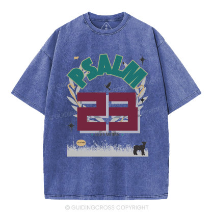 Psalm 23 Sheep Christian Washed T-Shirt
