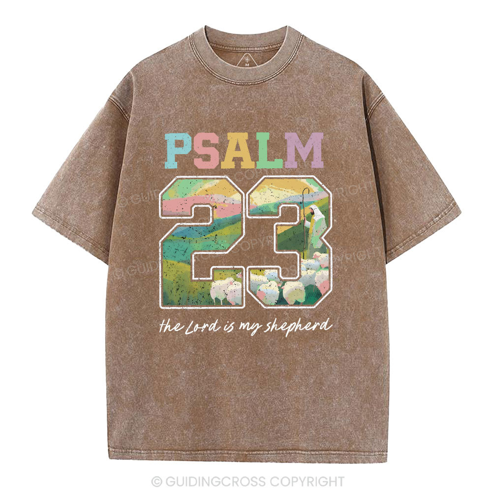 Psalm 23 Sheep Christian Washed T-Shirt