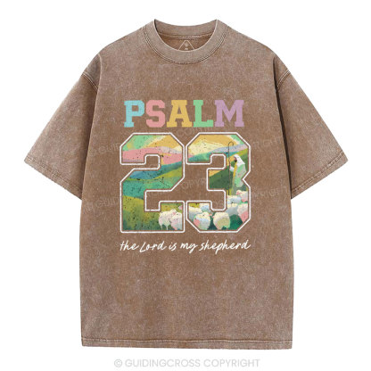 Psalm 23 Sheep Christian Washed T-Shirt