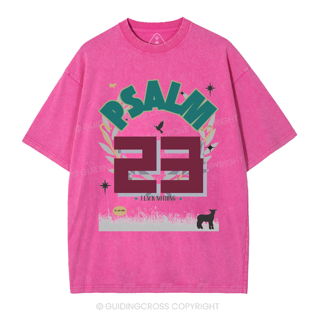 Psalm 23 Sheep Christian Washed T-Shirt