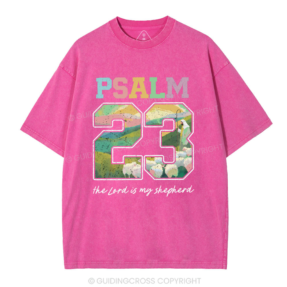 Psalm 23 Sheep Christian Washed T-Shirt