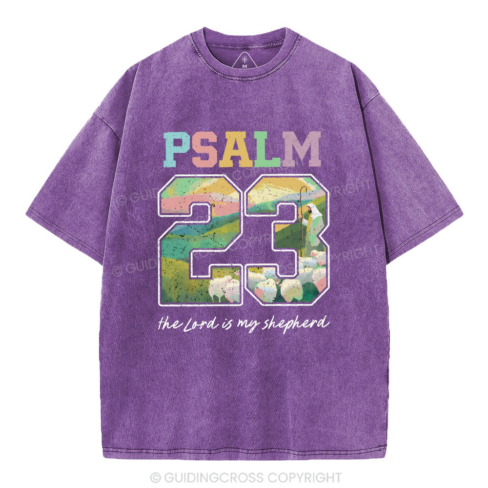 Psalm 23 Sheep Christian Washed T-Shirt