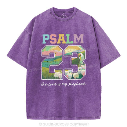Psalm 23 Sheep Christian Washed T-Shirt