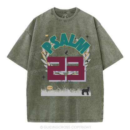 Psalm 23 Sheep Christian Washed T-Shirt