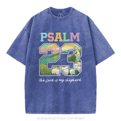 Psalm 23 Sheep Christian Washed T-Shirt