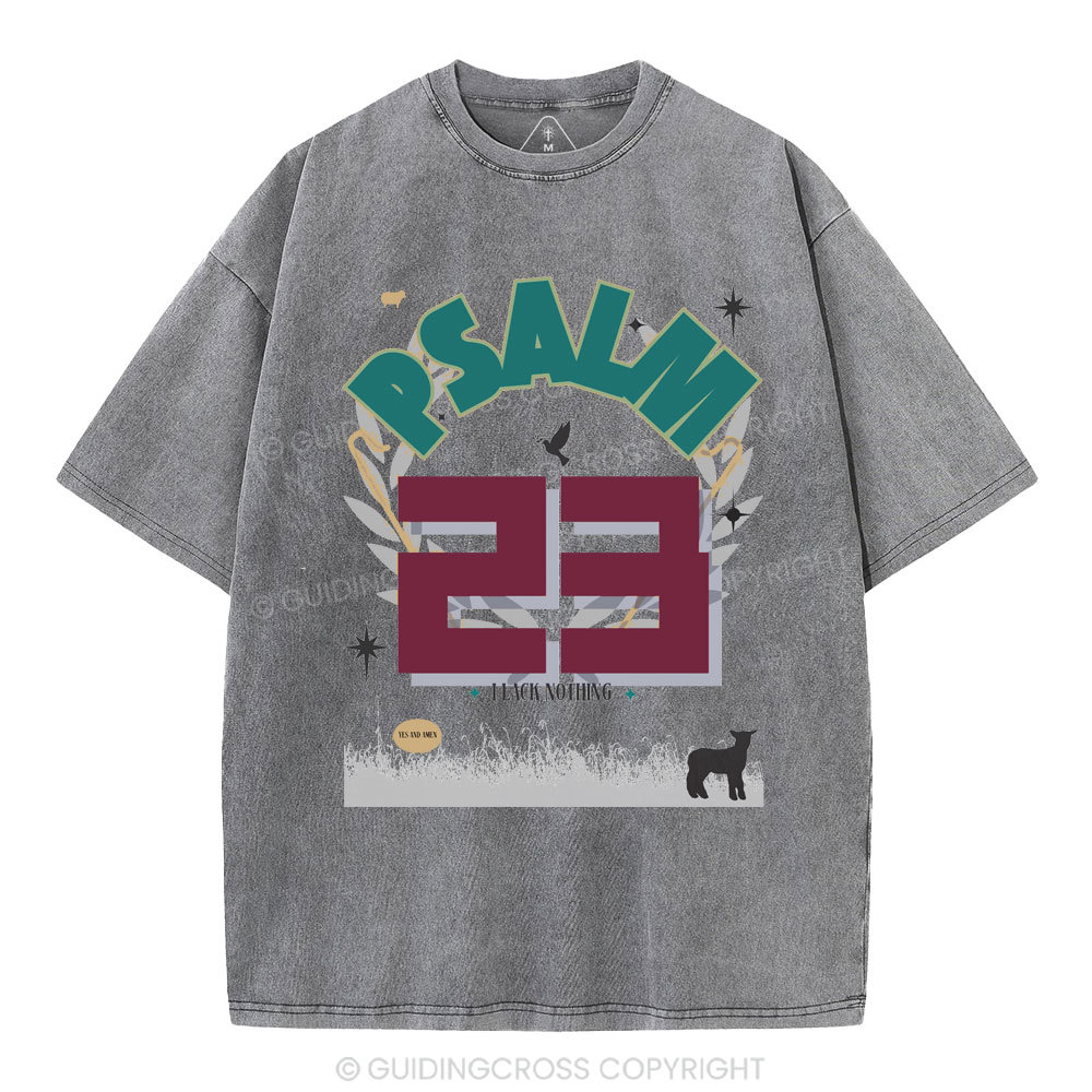 Psalm 23 Sheep Christian Washed T-Shirt