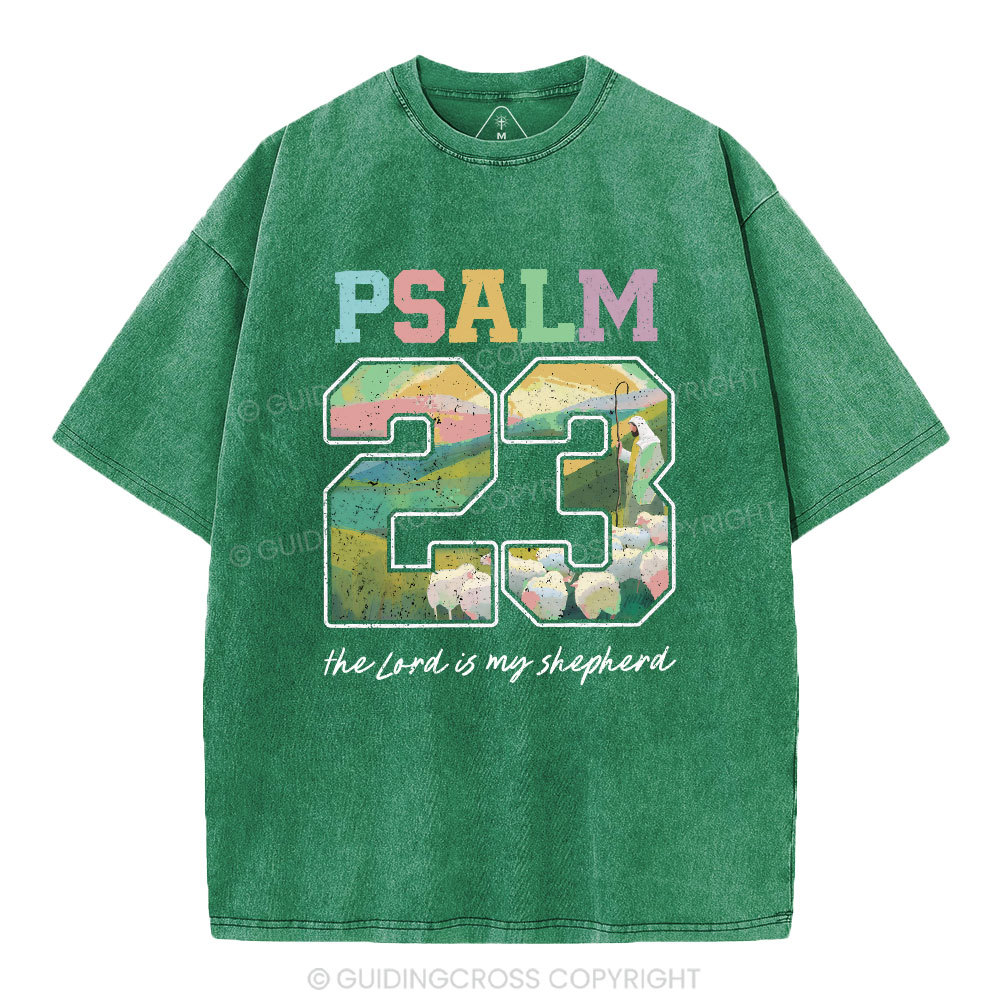 Psalm 23 Sheep Christian Washed T-Shirt