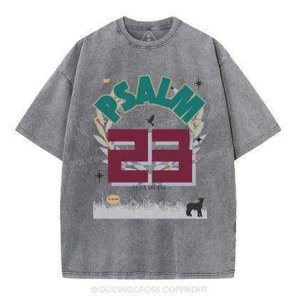 Psalm 23 Sheep Christian Washed T-Shirt