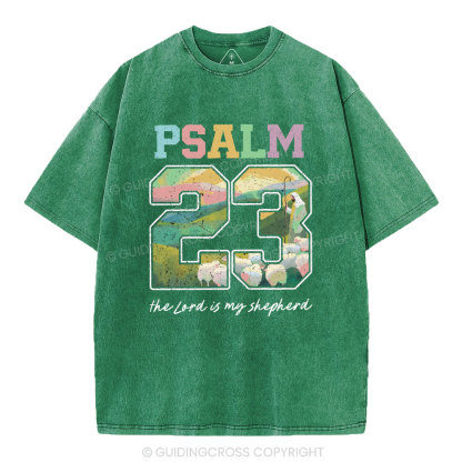 Psalm 23 Sheep Christian Washed T-Shirt