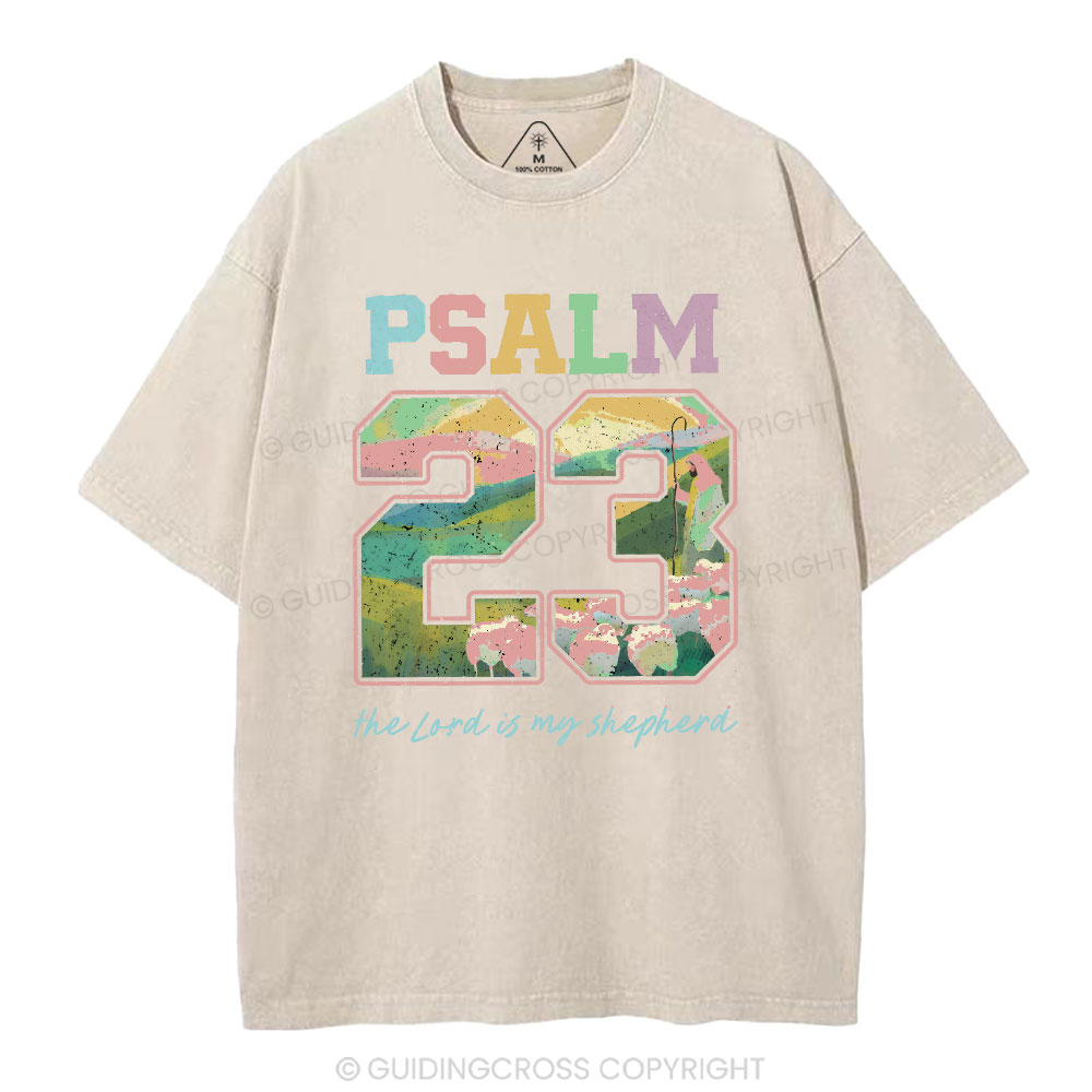 Psalm 23 Sheep Christian Washed T-Shirt