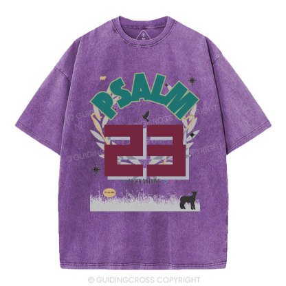 Psalm 23 Sheep Christian Washed T-Shirt