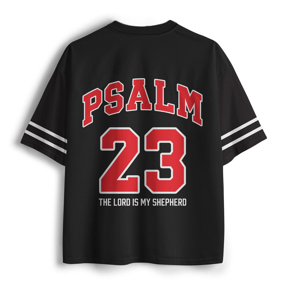 Psalm 23 The Lord Is My Shepherd Black Christian Mesh Jersey