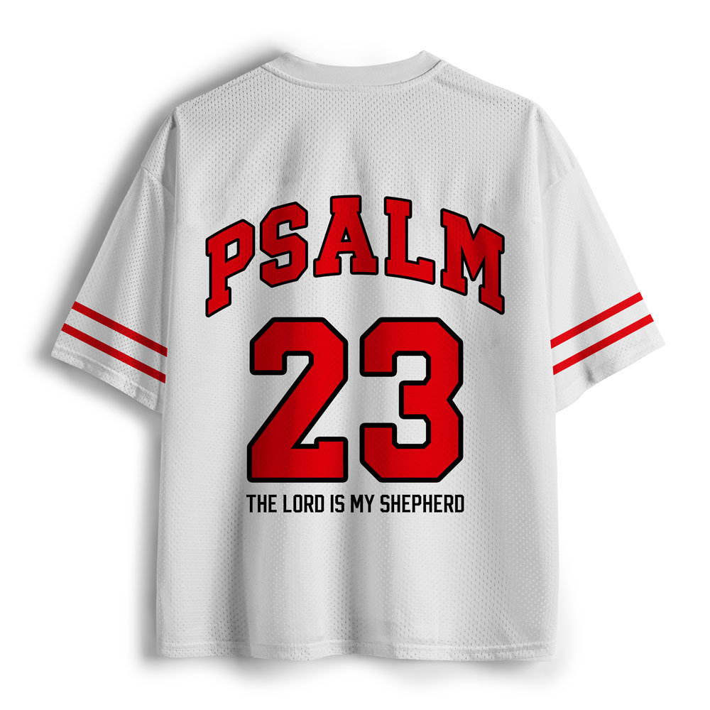 Psalm 23 The Lord Is My Shepherd White Christian Mesh Jersey
