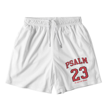 Psalm 23 White Christian Mesh Shorts