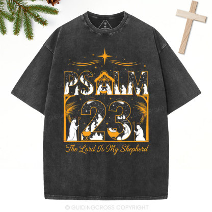 Psalm 23 Christian Christmas Washed T-Shirt