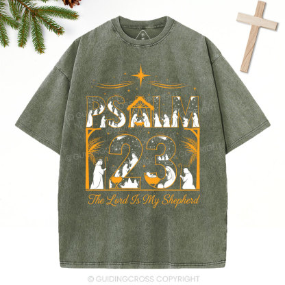 Psalm 23 Christian Christmas Washed T-Shirt