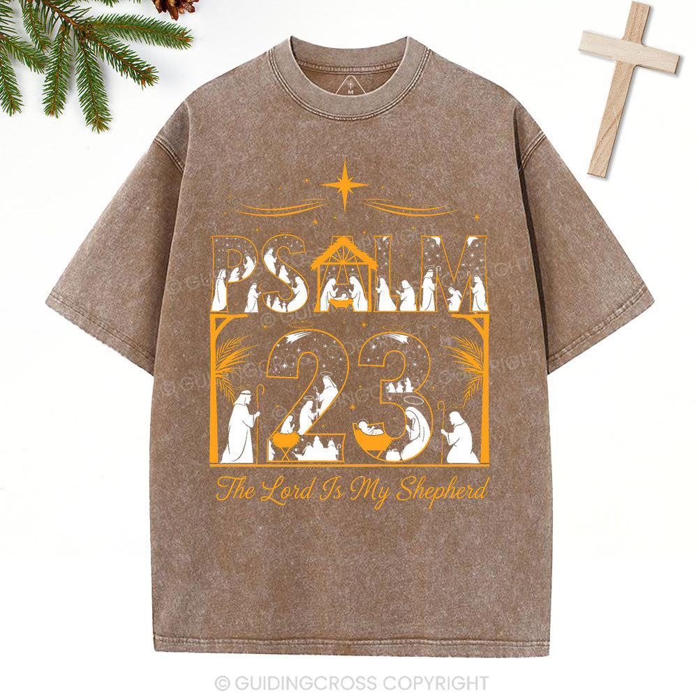 Psalm 23 Christian Christmas Washed T-Shirt