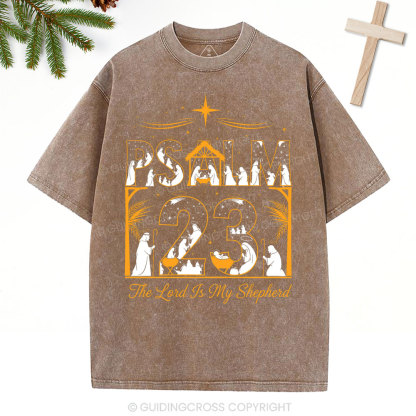 Psalm 23 Christian Christmas Washed T-Shirt