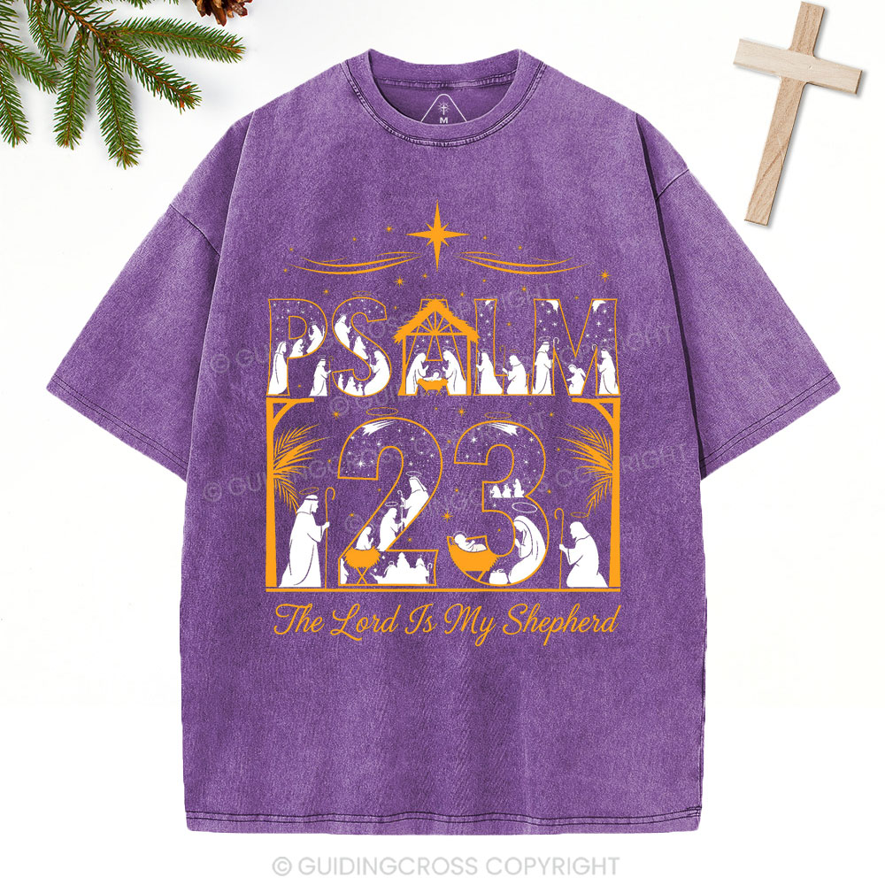 Psalm 23 Christian Christmas Washed T-Shirt