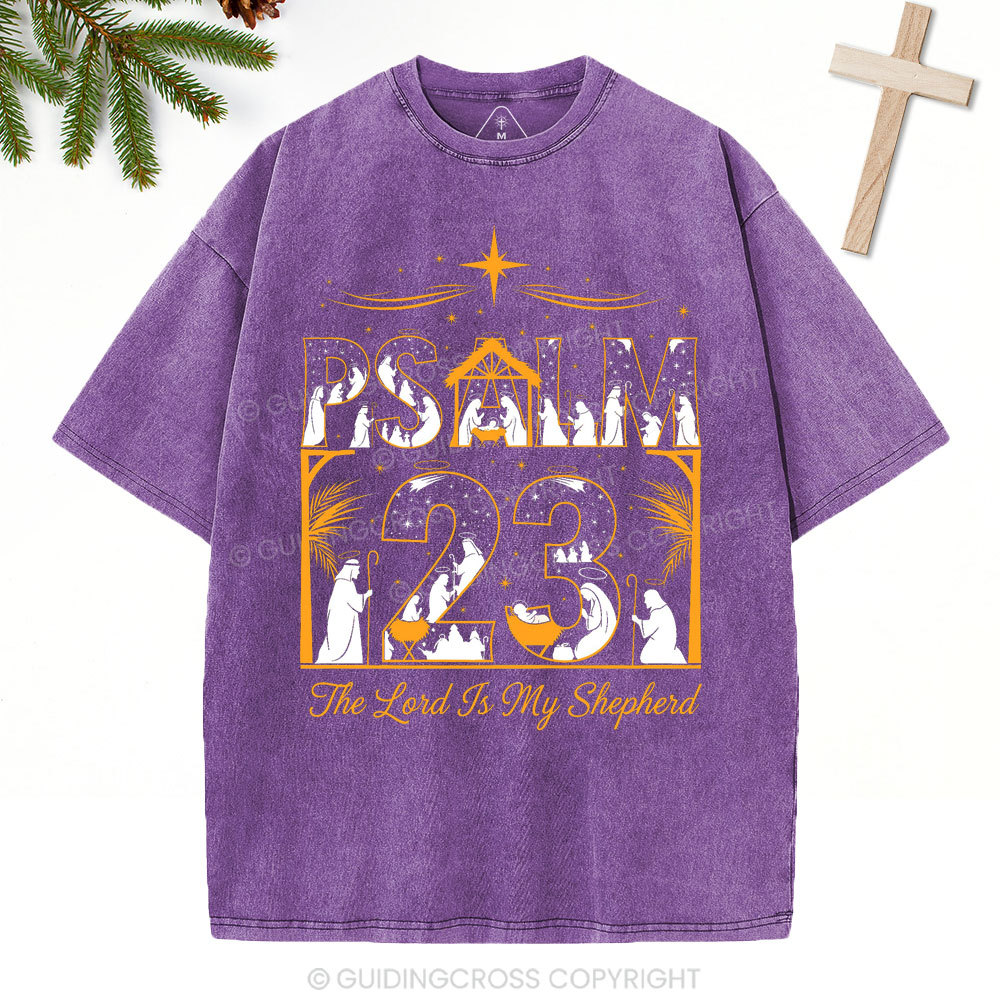 Psalm 23 Christian Christmas Washed T-Shirt