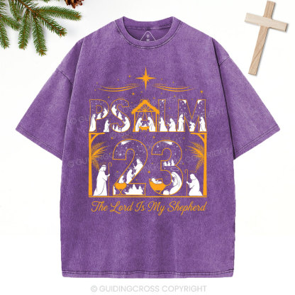 Psalm 23 Christian Christmas Washed T-Shirt