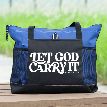 Psalm 55 48 Let God Carry It Christian Tote Bag