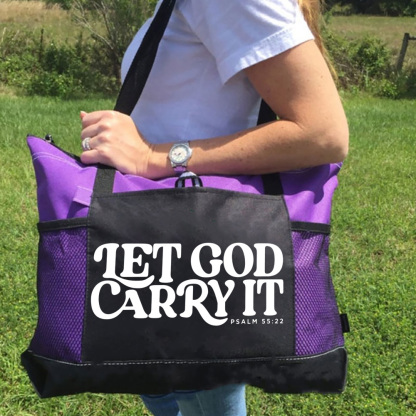 Psalm 55 48 Let God Carry It Christian Tote Bag