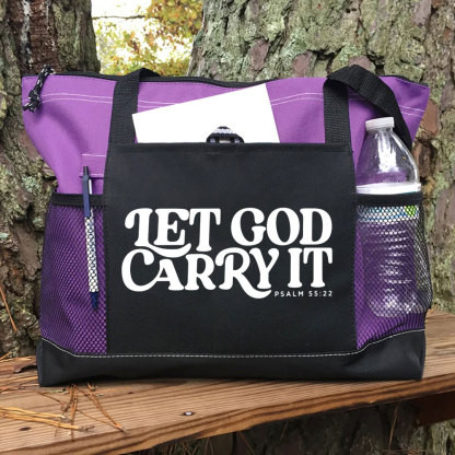 Psalm 55 48 Let God Carry It Christian Tote Bag