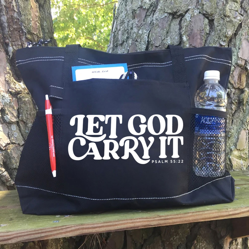 Psalm 55 48 Let God Carry It Christian Tote Bag