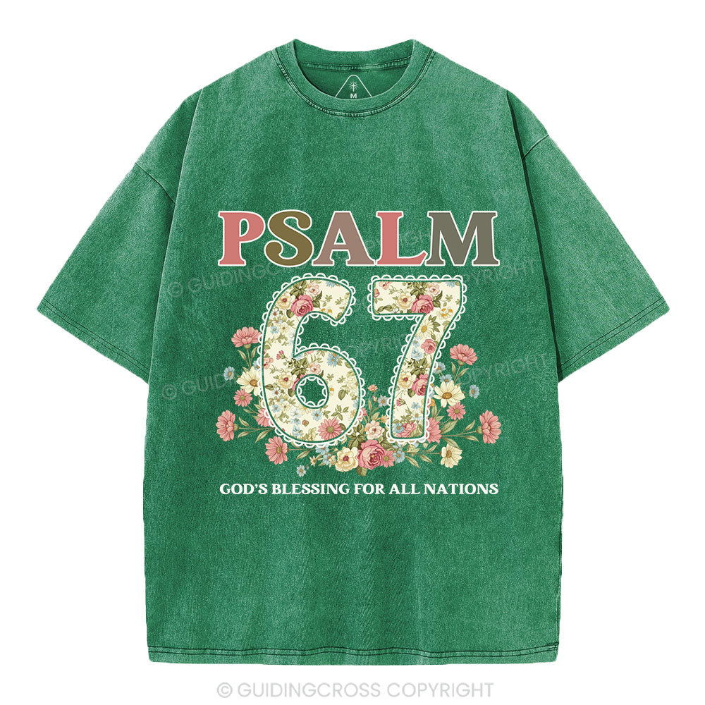 Psalm 67 God's Blessing For All Nations Christian Washed T-Shirt
