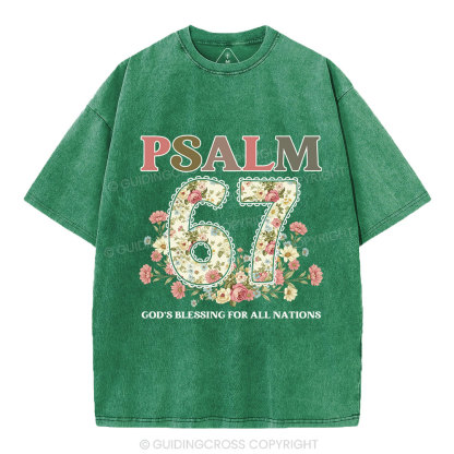 Psalm 67 God's Blessing For All Nations Christian Washed T-Shirt