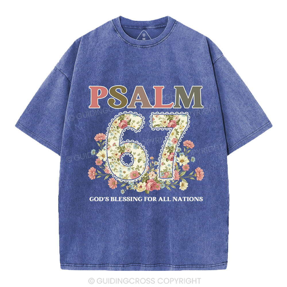 Psalm 67 God's Blessing For All Nations Christian Washed T-Shirt