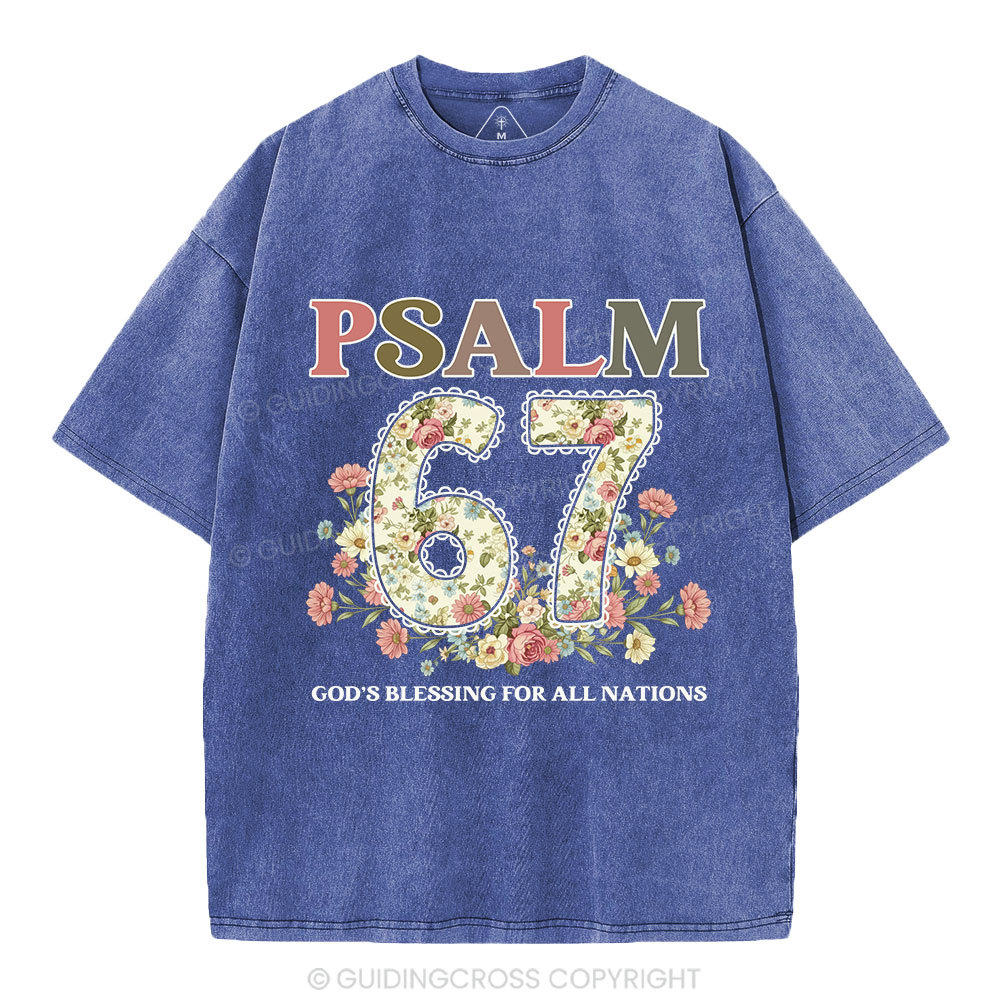 Psalm 67 God's Blessing For All Nations Christian Washed T-Shirt